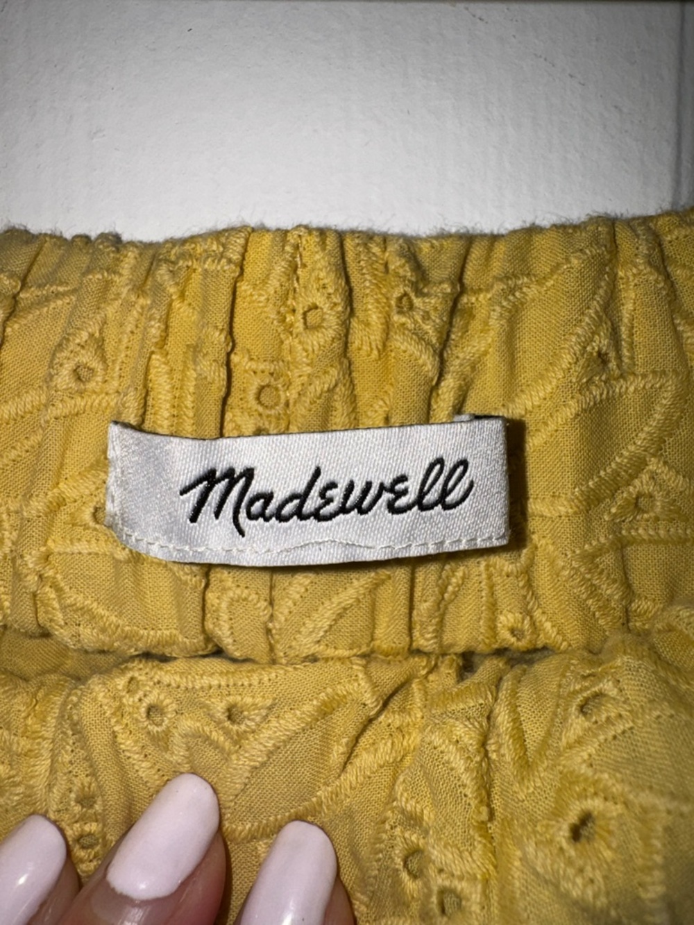 Madewell Yellow Eyelet Side Button Midi Skirt in Dream-On Daisy - Picture 10 of 12